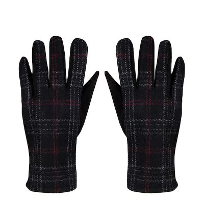 Men Black Checked Winter Gloves