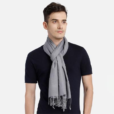 Men Grey Woven Design Stole