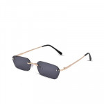 Unisex Black Lens & Gold-Toned Rectangle Sunglasses with UV Protected Lens