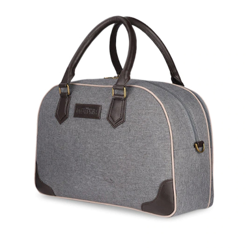 Unisex Grey Solid Tapestry Fabric Travel Duffle Bag