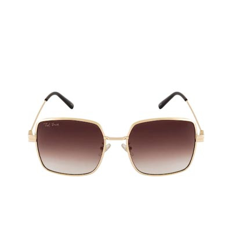 Unisex Brown Lens & Gold-Toned Square Sunglasses TSQUARE_C3