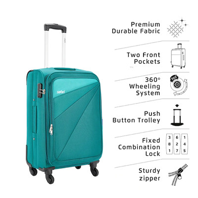 Unisex Teal Green Mimik Cabin Trolley Bag