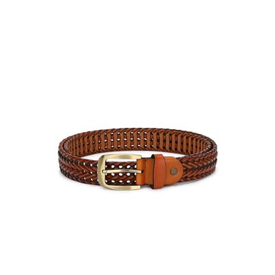 Men Tan Braided Leather Belt